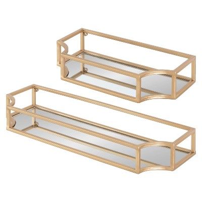 2pc Ciel Metal Wall Shelf Set Gold - Kate & Laurel All Things Decor : Target Metal Wall Shelf, Metal Floating Shelves, Geometric Shelves, Traditional Wall Decor, Metal Wall Shelves, Wall Shelf Decor, Large Shelves, Decorating Shelves, Glass Shelf