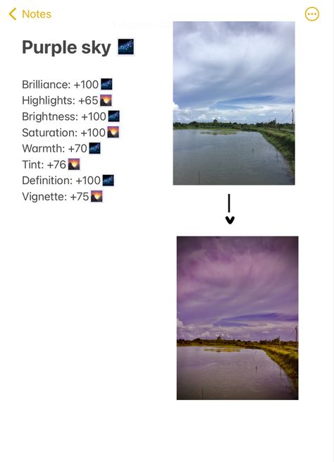 Purple Sky Edit Iphone, How To Edit Sky Photos Iphone, Editing Sky Pictures, How To Take Sky Pictures, Sky Editing, Picture Filters, Sky Edit, Sky Filter, Kevin Carden