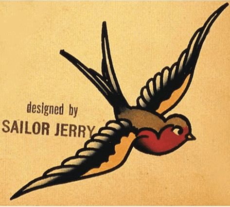 Sailor Jerry Swallow, Yellow Bird Tattoo, Traditional Swallow Tattoo, Pirate Tattoos, Swallow Tattoos, Swallow Tattoo Design, Sailor Jerry Flash, Swallow Bird Tattoos, Sailor Jerry Tattoo Flash