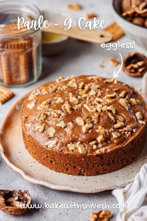 This Parle-G cake is your quarantine dream come true. Trust me when I say this. This Parle-G cake is such an easy recipe with a minimal amount of ingredients. I made this in a pressure cooker which gave it its super delicate texture and a lovely crumb. Parle G Biscuit Cake Recipe, Parle G Biscuit Cake, Biscuit Cake Recipe, Parle G, Bake With Shivesh, Nutella Mug Cake, Eggless Cakes, Microwave Baking, Microwave Cake