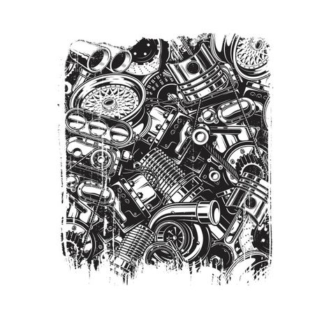 Check out this awesome 'Car+Parts+Collage+Design' design on @TeePublic! Catrina Tattoo, Custom Fabrics, Car Black, Car Repair Service, Custom Printed Fabric, Car Drawings, Seamless Pattern Vector, Free Vector Art, Car Art