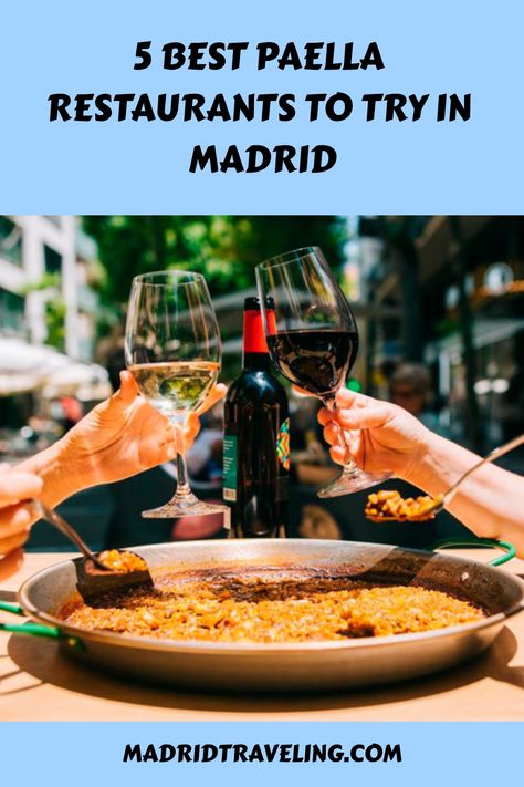 Discover the ultimate guide to indulging in the best paella in Madrid, Spain. From traditional paella restaurants to hidden gems, experience an authentic taste of Spain with our curated list of must-visit places for Paella in Madrid. Dive into a culinary adventure and savor the rich flavors of this iconic Spanish dish while exploring the vibrant streets of Madrid. Breakfast In Madrid, Traditional Paella, Madrid Tapas, Spanish Dish, Shrimp Paella, Madrid Food, Madrid Restaurants, Paella Pan, Restaurants To Try