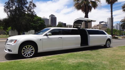 The stunning 11 seater Jet Door White Chrysler limousine available to hire for your next event. Contact Limousine Royalty to arrive at your next event in this beautiful limousine. #limousineroyalty #limohireperth www.Limousineroyalty.com.au Chrysler Limousine, Door White, Chrysler 300c, Laser Lights, Wine Tour, Travel Style, Corporate Events, Perth, Lamborghini