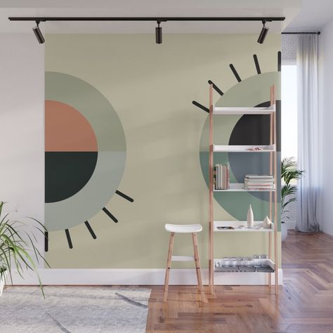 With our Wall Murals, you can cover an entire wall with a rad design - just line up the panels and stick them on. They’re easy to peel off too, leaving no sticky residue behind. With crisp, vibrant colors and images, this stunning wall decor lets you create an amazing permanent or temporary space. Available in two floor-to-ceiling sizes.    - Size in feet: 8’ Mural comes with four 2’(W) x 8’(H) panels  - Size in feet: 12' Mural comes with six 2’... Minimalist Mural, Wall Mural Abstract, Mural Abstract, Blue Grey Walls, Shapes Abstract, Gray Wall, Removable Wall Murals, Dream Apartment, Blank Walls