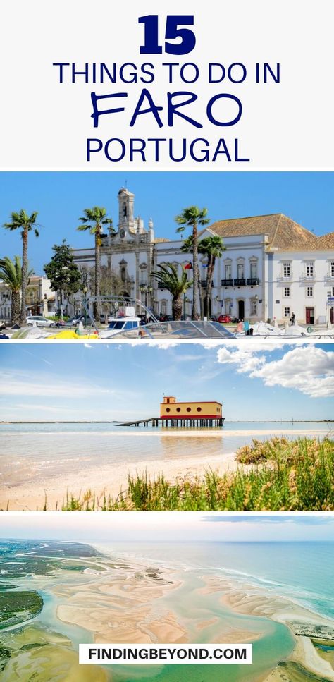 15 Best Things to do in Faro, Portugal | Finding Beyond  Faro is southern Portugal’s main entry point for tourists and backpackers. The city is located in the Algarve region and is alive with culture, history and wildlife. This, combined with the exciting buzz of visitors traveling through and locals going about their daily lives makes Faro a fun place to visit. Southern Portugal, Tavira Portugal, Ericeira Portugal, Faro Portugal, Portugal Vacation, Portugal Travel Guide, Visit Portugal, Beautiful Cities, European Destinations