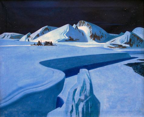 Rockwell Kent Arctic Painting, Nc Wyeth, Rockwell Kent, Folk Illustration, American Gallery, Canada Images, American Painting, M R, Winter Landscape