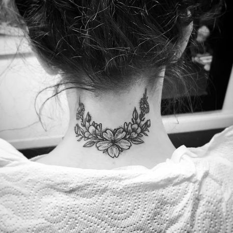 Back Of Neck Tattoos For Women, Flower Neck Tattoo, Cute Elephant Tattoo, Best Neck Tattoos, Throat Tattoo, Petit Tattoo, Web Tattoo, Back Of Neck Tattoo, Neck Tattoos Women