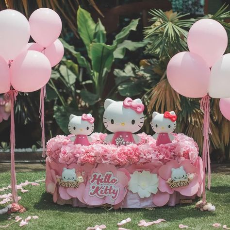 Hello Kitty Dessert Table, Kitty Party, Hello Kitty Party, Hello Kitty Birthday, Baby 1st Birthday, Cat Party, 1st Birthday Parties, 1st Birthday, Hello Kitty