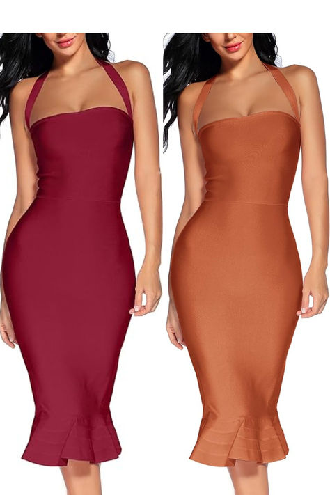 Sexy halter neck, sleeveless, above Knee Length and zipper back design. Fishtail mermaid wedding guest dress, square collar bodycon, shapewear corset, long halter holiday dress, summer beach dress, midi classy cocktail dress. Disclosure #affiliate link Bodycon Shapewear, Classy Cocktail Dress, Shapewear Corset, Cocktail Dress Classy, Corset Shapewear, Bandage Skirt, Summer Beach Dress, Bandage Dress Bodycon, Club Night