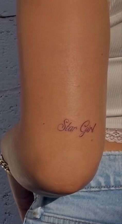 Star Word Tattoo, Brooklyn Baby Tattoo, Mazzy Star Tattoo, Star Girl Tattoo, Star Fish Tattoo, Stargirl Tattoo, Word Tattoo, Petite Tattoos, Tattoos For Black Skin