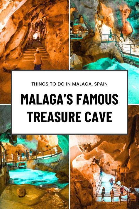 Visiting Málaga? Don’t miss Cueva del Tesoro, a true hidden gem in Malaga. This spot, located near Costa del Sol, is one of the best things to do in Malaga. Discover other hidden gems and the best places to see near Malaga, while getting the top Spain travel tips from a local expert’s guide to Southern Spain. Pin this for your travel bucket list! Day Trips From Malaga Spain, Malaga Things To Do, Malaga Spain Things To Do In, Spain Mediterranean Coast, Southern Spain Travel, Malaga Spain Photography, Malaga Spain Aesthetic, Spain Bucket List, Costa Del Sol Spain