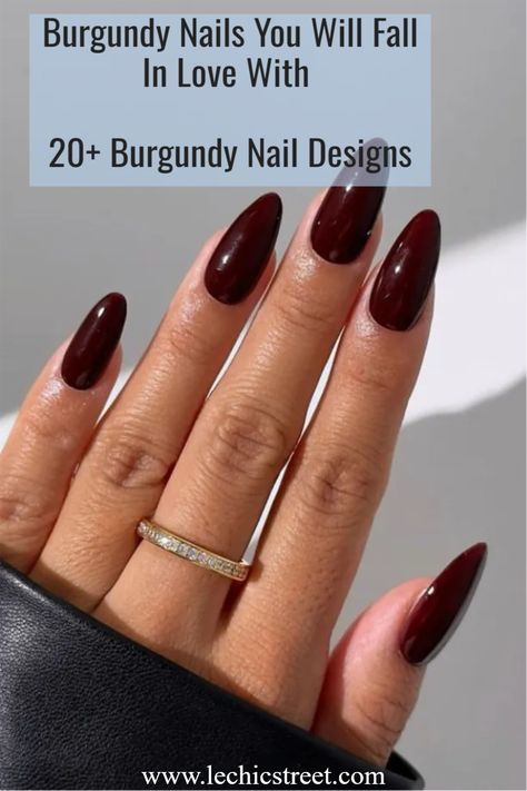 burgundy nails, burgundy nail, winter nails, fall nails, burgundy nail designs, burgundy Burgundy With Chrome Nails, Malaga Wine Nails, Fall Nails Red Burgundy, Fall Burgundy Nail Designs, Winter Nails Burgundy, Nails Maroon And Gold, Burgundy Nails Ideas, Merlot Nails, Wine Color Nails