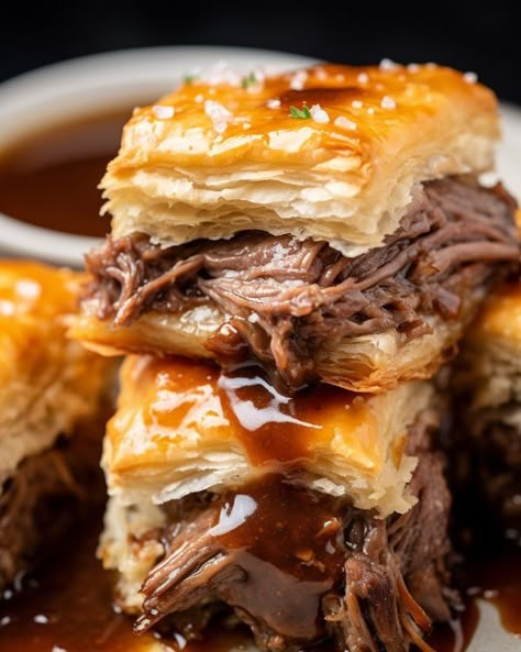 You don't need fancy ingredients to have a crowd-pleasing appetizer. This recipe is proof! French Dip Squares, French Dip Sandwiches, Dip Sandwiches, Sliced Roast Beef, French Dip Sandwich, Easy Finger Food, Crowd Pleasing Appetizers, Appetizers Easy Finger Food, Grilled Cheese Recipes