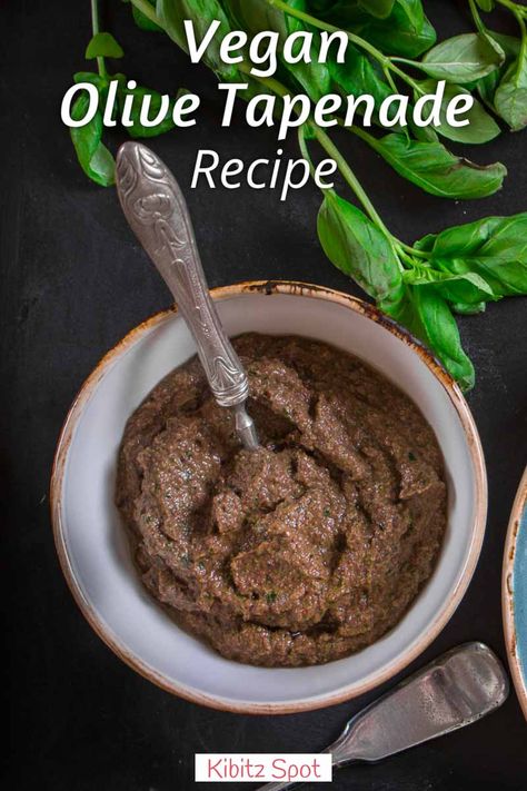 Try this easy vegan olive tapenade recipe. It's not just for parties. You can put it on pretty much anything, from pizza to salad, toast to mushrooms. #Vegan #HealthyEating #Olives Olive Tamponade, What To Do With Olive Tapenade, Tapenade Recipe Olive, Olives Tapenade, Black Olive Tapenade Recipe, Kalamata Olive Tapenade, Black Olive Tapenade, Olive Tapenade Recipe, Butternut Squash Pasta Sauce