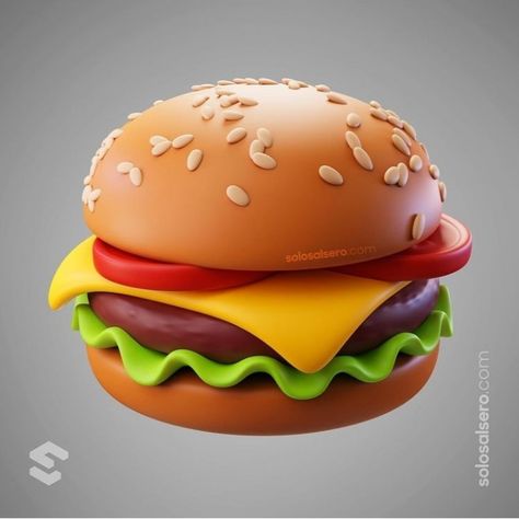 Blender 3d Illustration Food, Hamburger Art, Food 3d, 3d Things, Business Graphics, Funny Emoji Faces, Wall Tiles Design, Cartoon Monsters, Isometric Illustration