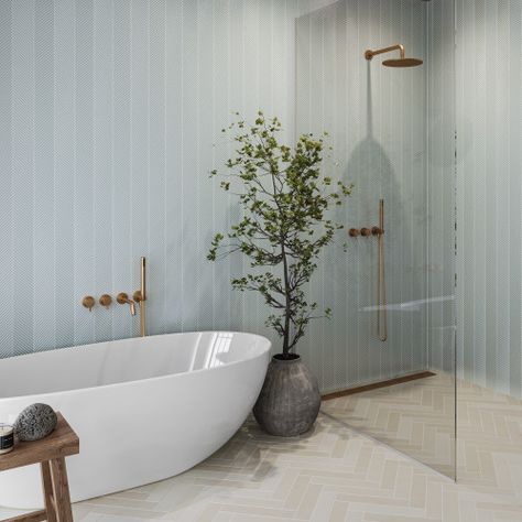 Porcelain Tile Large Walk In Showers Master Suite Tile, Nate And Jeremiah Bathroom, Modern Tile Bathroom Floor, Tile Accent Wall Behind Bathtub, Bathroom Ideas Shower Walk In, Scandi Powder Room, Modern Coastal Bathroom Ideas, Bath Tub Tile Ideas, Showers With Windows In Them