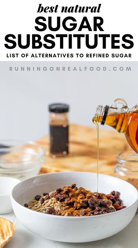 This guide to natural sugar substitutes covers healthier alternatives to table sugar and how to use them to replace refined sugar in your diet. Sugar Substitutes For Baking, Healthy Sugar Alternatives, Healthier Alternatives, Vegan Substitutes, Healthy Vegan Breakfast, Sugar Alternatives, Food Substitutions, Healthy Sugar, Processed Sugar