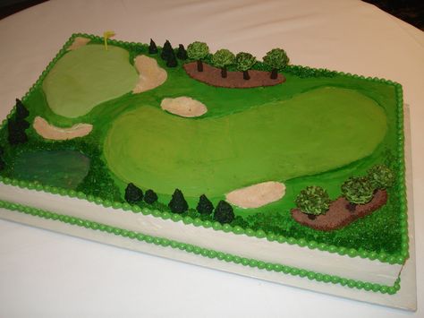 Golf course groom's cake | Haines Barksdale | Flickr Golf Sheet Cake, Golf Grooms Cake, Golf Course Cake, Golf Themed Cakes, Grooms Cakes, Golf Cake, S Cake, 2014 Photos, Sport Cakes