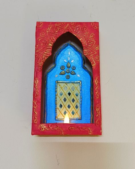 Jharokha Wall Decor using Sweet Box Jharokha Wall Decor, Temple For Home, Bengali Art, Diy Diwali Decorations, Diwali Diy, Sweet Box, Diwali Decorations, Diwali, Temple