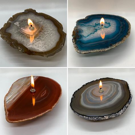 Agate Rock Oil Candle Lamps - Found In The Ground Candles Rock Candle Holder, Agate Candle, Agate Rock, Stone Candle Holder, Rock Candle, Agate Rocks, Easy Coffee Recipes, Candle Lamps, Stone Candles