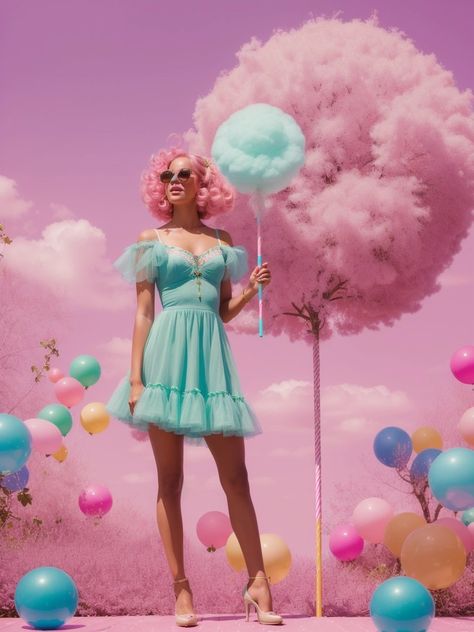 Lollipop Photoshoot Ideas, Bubblegum Photoshoot, Kawaii Photoshoot, Candy Photoshoot Ideas, Candyland Photoshoot, Cotton Candy Photoshoot, Candy Photoshoot, Pijama Party, Vogue Photoshoot