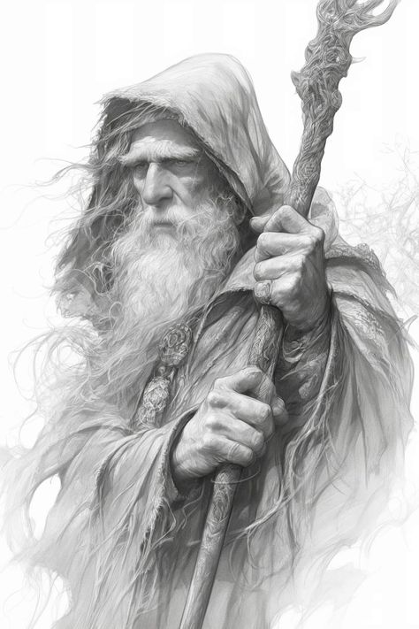 Wizard Drawings, Viking Drawings, Realistic Face Drawing, Male Face Drawing, Nature Tattoo Sleeve, Art Zine, Realistic Pencil Drawings, Art Charcoal, Dragon Tattoo Designs