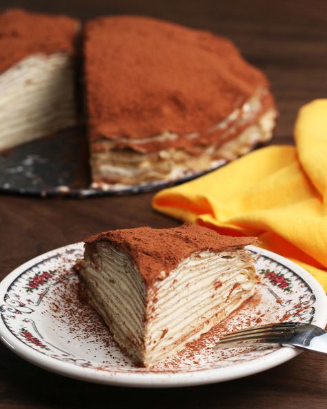 Crepe Photography, Mille Crepes, Gluten Free Tiramisu, Apple Pie Pancakes, Tomato Butter Sauce, Tiramisu Cake Recipe, Vegan Tiramisu, Recipes For Fall, Tiramisu Cake