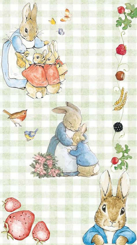 Rabbit Wallpaper Iphone, Peter Rabbit Wallpaper, Rabbit Collage, Susan Wheeler, Rabbit Wallpaper, Rabbit Nursery, Bow Wallpaper, Collage Wallpaper, Wallpaper Collage