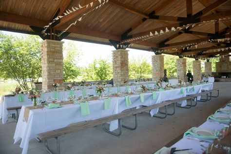 Outdoor Park Pavilion Wedding Reception Pavilion Wedding Reception Decorations, Outdoor Pavilion Wedding Reception, Picnic Shelter Wedding Reception, Picnic Table Wedding Reception, Park Pavilion Decorations Birthday, Pavilion Wedding Decorations, Picnic Table Wedding, Pavilion Wedding Reception, Pavillion Wedding