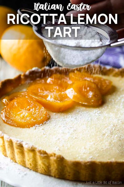 Sweet Baked Ricotta, Easter Dessert Lemon, Italian Ricotta Pie, Ricotta Dessert, Italian Baking, Ricotta Tart, Ricotta Pie, Easy Lemon Curd, Lemon Tart Recipe