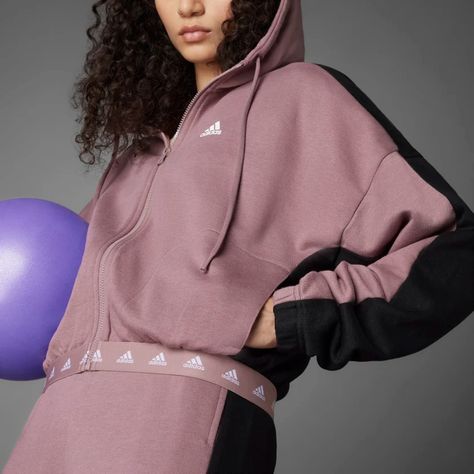 adidas Hyperglam French Terry Hoodie - Purple | Women's Lifestyle | adidas US Adidas Hoodies, Adidas Hoodie Women, Hoodies And Sweatshirts, French Terry Hoodie, Adidas Hoodie, Women Lifestyle, Adidas Online, Zip Up, Purple And Black