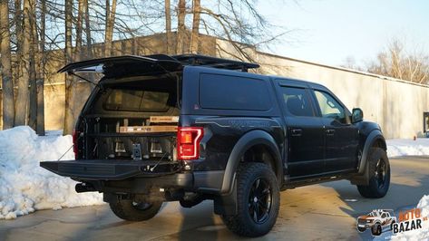 Overlanding idea for Ford F-150 Raptor, back storage Raptor Overland, F150 Overland, Overland Build, Ford F 150 Raptor, Muscle Truck, Factory Building, Overland Vehicles, Ford Pickup Trucks, Ford Raptor