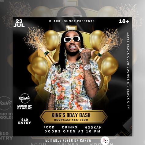 Instagram Flyer, Male Birthday, Black Lounge, Birthday Flyer, Club Flyers, Event Flyer, Man Birthday, Party Flyer, Birthday Bash