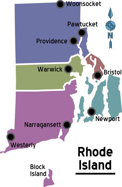 Map of Rhode Island Regions Rhode Island Map, Rhode Island Mansions, Westerly Rhode Island, Rhode Island Travel, Rhode Island History, East Coast Beaches, New England States, Island Map, Block Island