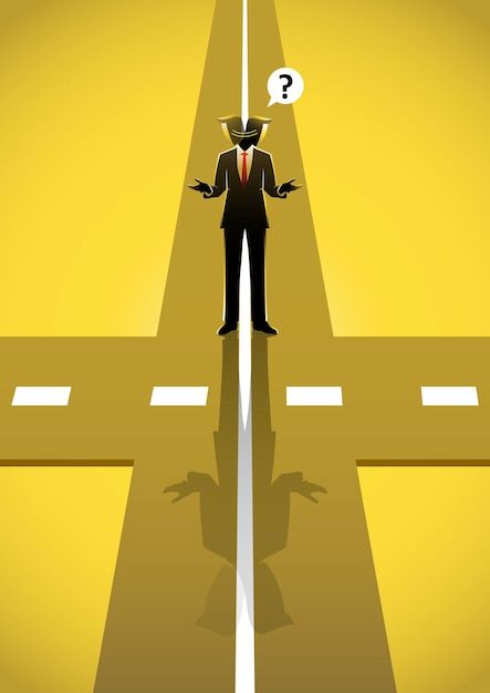 An illustration of a businessman standin... | Premium Vector #Freepik #vector #decision #decision-making #lost #uncertainty Decision Making Illustration, Lost Illustrations, Effective Studying, Choosing A Major, Eliminate Distractions, Hard Decisions, Chrome Extension, Life Poster, Improve Concentration