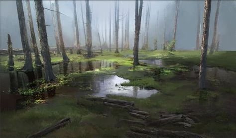 Fantasy Swamp, Forest Concept Art, Environment Painting, Bg Design, Fantasy Places, Fantasy Setting, Wow Art, Fantasy Concept Art, Arte Fantasy