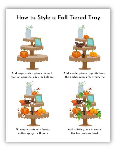 Fall Tiered Tray Decor Ideas, Tiered Tray Decor Ideas, Fall Tray Decor, Tray Decor Ideas, Lady Decluttered, Fall Tray, Tiered Tray Stand, Fall Room, Fall Tiered Tray Decor