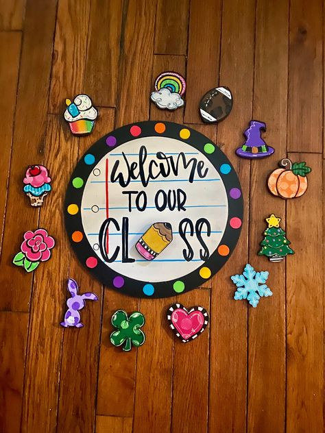 Welcome To Our Class, Classroom Door Signs, Teacher Door Signs, Teacher Door Hangers, Appreciation Gifts Diy, Class Door, Teacher Door, Teacher Appreciation Gifts Diy, Teacher Craft