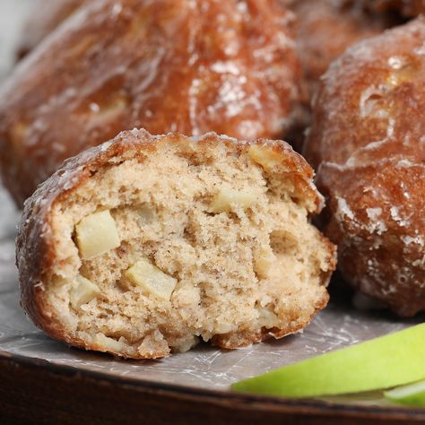 Apple Fritters Easy Apple Fritters, Homemade Apple Fritters, The Salty Cooker, Gf Flour, Fry Recipes, Diced Apples, Deep Fry, Apple Fritters, Printable Recipe