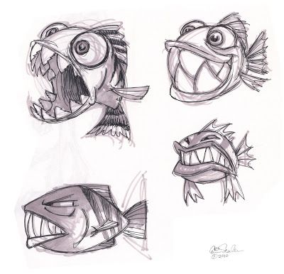 The Ol' Sketchbook: 21 Days of Halloween Doodles Day 5: Piranhas! Anime Sketch Easy, Halloween Doodles, Cartoon Fish, Fish Drawings, Cartoon Sketches, Graffiti Drawing, Animal Sketches, 판타지 아트, Fish Art