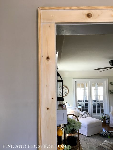 New Trim Around Doors, Trim Over Trim, Case Opening Trim Ideas, Framing Door Openings, How To Trim Out A Doorway, Trim Around Wall Opening, Adding Trim To Existing Door Trim, How To Change Door Trim, Doorway Trim Door Casing