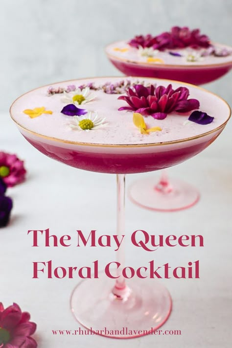 Hibiscus Cocktail, Darling Buds Of May, Rose Syrup, Infused Gin, May Queen, Floral Cocktails, Boozy Drinks, Fancy Drinks, Mixed Drinks Recipes