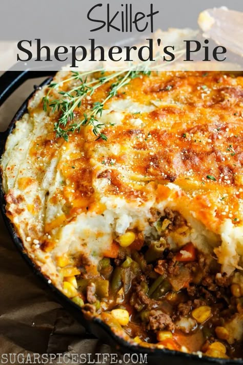 Skillet Recipes Dinner, Shepards Pie Recipe, Cast Iron Skillet Recipes Dinner, Cottage Pie Recipe, Cast Iron Skillet Cooking, Beef And Vegetables, Shepherds Pie Recipe, Iron Skillet Recipes, Skillet Cooking