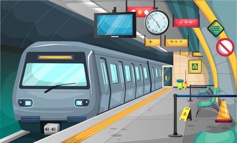 Metro Drawing, Subway Illustration, Cartoon Road, Train Station Art, Train Cartoon, Batman Comic Cover, Train Vector, Awsome Pictures, Train Illustration