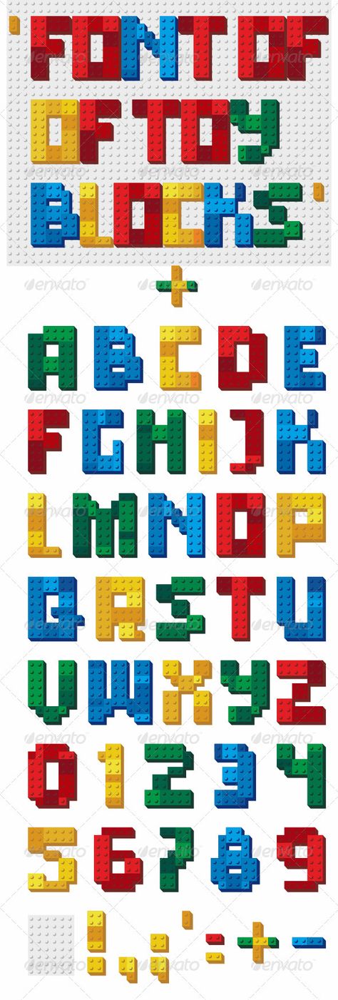 Font of Toy Blocks  #GraphicRiver         The alphabet in the form of a toy… Lego Font, Lego Letters, Lego Diy, Lego Activities, Alphabet Blocks, Lego Birthday Party, Lego Craft, Lego Blocks, Lego Birthday