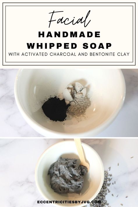 Learn how to make this super easy yet wonderful facial whipped soap in just a few minutes. Full of great ingredients including activated charcoal and bentonite clay this facial soap will leave your skin glowing and refreshed. The activated charcoal and bentonite clay are perfect for a deep clean and are also great mild exfoliants. You will fall in love with this wonderful facial whipped soap. Clay Soap Recipe, Whipped Soap Diy, Diy Activated Charcoal, Bentonite Clay Face Mask, Diy Body Wash, Soap Design Ideas, Diy Face Wash, Sage Recipes, Orange Soap