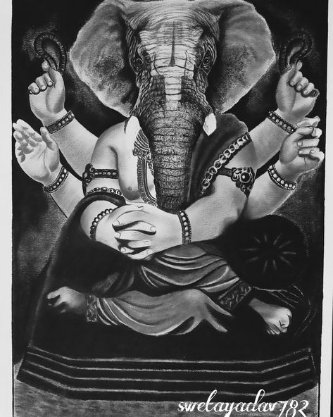 Ganesh Realistic Drawing, Ganpati Sketch, God Sketch, Black And White Photography Portraits, Ombre Wallpaper Iphone, Ombre Wallpaper, Skull Quote, Sri Ganesh, Sketch Images