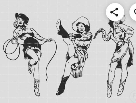 Cowboy Duel Tattoo, Western Pinup Tattoo, Cowgirl Pinup Tattoo, Pinup Cowgirl, Cowgirl Tattoo, Backpiece Tattoo, Cowgirl Tattoos, Pin Up Girl Tattoo, Cowboy Tattoos