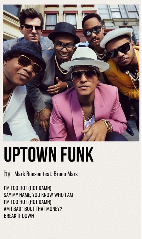 minimal poster of the song uptown funk by mark ronson feat. bruno mars Music Album Covers Bruno Mars, Bruno Mars Album Cover Poster, Bruno Mars Album Poster, Bruno Mars Aesthetic Poster, Bruno Mars Room Decor, Bruno Mars Album Cover Wallpaper, Bruno Mars Poster Vintage, Bruno Mars Posters, Bruno Mars Album Cover