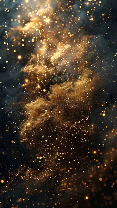 A dark background with gold stars and clouds royalty free stock images Dark Graphic Wallpaper, Golden Royalty Aesthetic, Golden Space Aesthetic, Royal Gold Background, Gold Painting Aesthetic, Golden Dark Aesthetic, Black And Gold Celestial Aesthetic, Royalty Free Art, Golden Stars Aesthetic